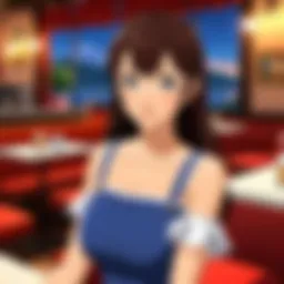 A vibrant scene showcasing a romantic date in a virtual café setting