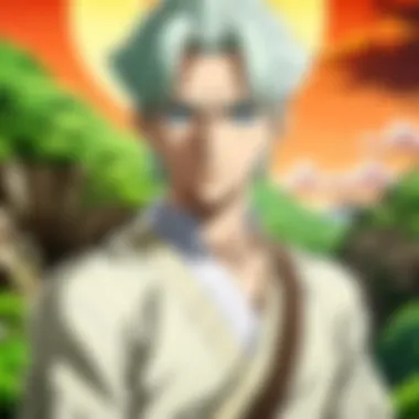 Symbolic representation of themes in Dr. Stone, including friendship and survival.