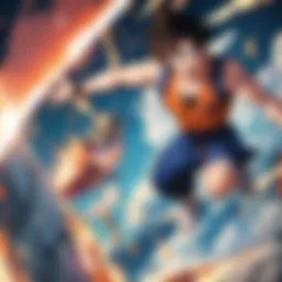 A dramatic scene showcasing Goku's transformation