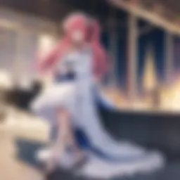 A tender moment between two characters in a romantic anime setting
