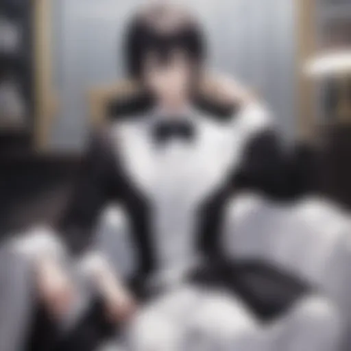 A dark and atmospheric scene from Black Butler showcasing the enigmatic character of Sebastian.