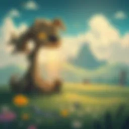 A vibrant scene depicting the whimsical landscape of the Dog Days universe, showcasing fantastical elements.