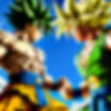 Broly facing off against Goku in a dramatic scene