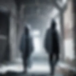 A ghostly apparition captured in an abandoned building during a night investigation.