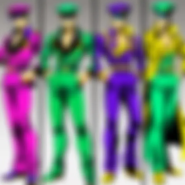 A collage displaying the evolution of art styles in JoJo's Bizarre Adventure, from its early designs to its modern adaptations.