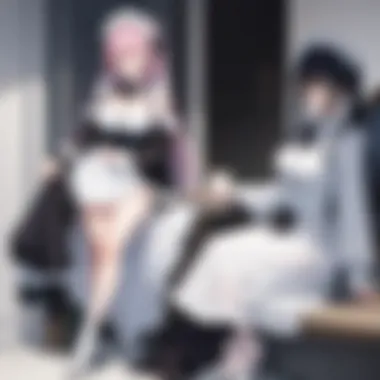 The Shifting Paradigms of Character Roles A scene depicting the absence of maid characters in a vibrant anime setting