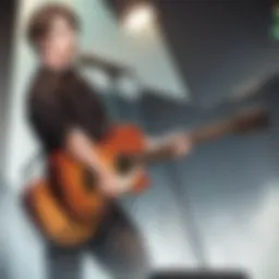 Sturgill Simpson performing on stage with animated visuals in the background