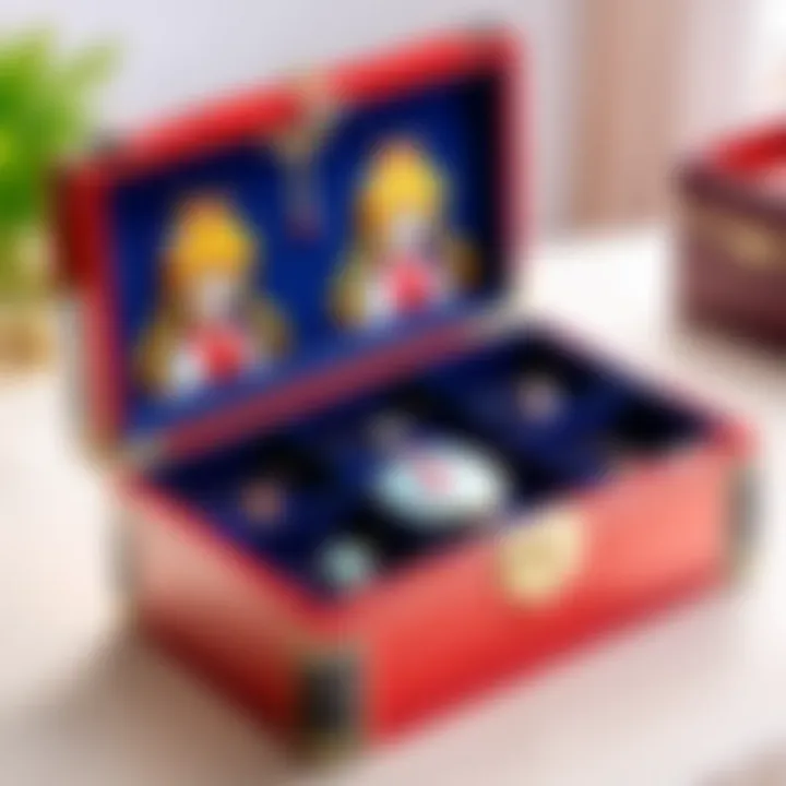 A collection of various anime jewellery boxes showcasing popular anime themes.