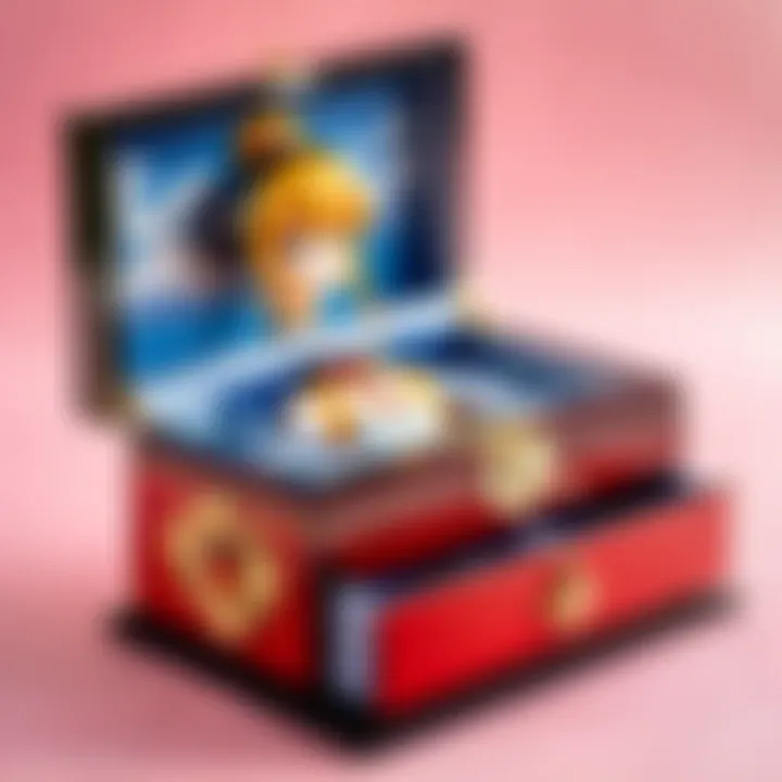 Anime jewellery boxes displayed in a collector's showcase, highlighting their collectible nature.
