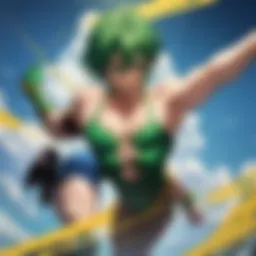 Broly's intense battle stance showcasing his power