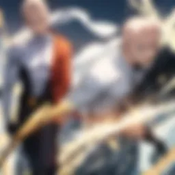 A dynamic action scene from One Punch Man highlighting Saitama's unparalleled strength.