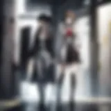 Key characters from Steins;Gate in a dramatic pose