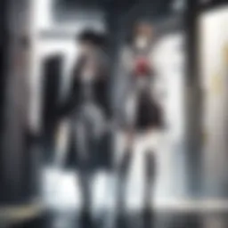Key characters from Steins;Gate in a dramatic pose