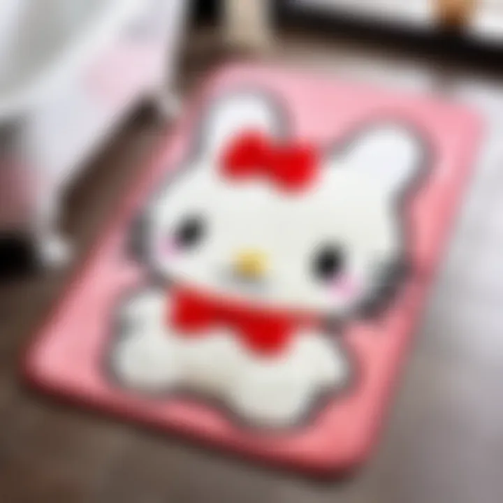 Close-up of intricate design on a Sanrio bath mat