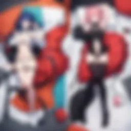 A vibrant dakimakura showcasing popular anime characters.