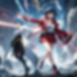 A captivating scene depicting the main characters from the Pokémon XYZ series in an intense battle.