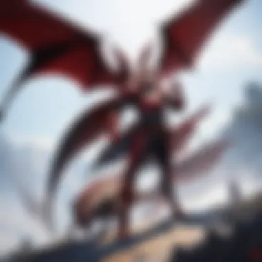 Epic Battle An intricate illustration of a drogon hunter engaging in a battle with a mythical creature.