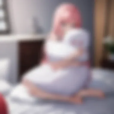 A cozy bedroom scene showcasing a dakimakura placed elegantly on a bed.