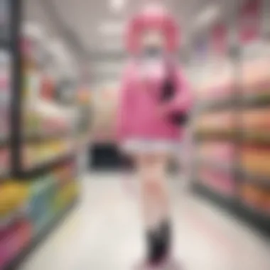 Vibrant Kawaii Dessert Shop Interior A vibrant Kawaii-inspired dessert shop interior