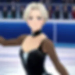 A dramatic moment on the ice showcasing the beauty of figure skating.