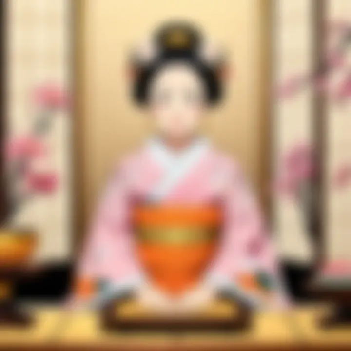 Artistic representation of thematic elements in Hinamatsuri