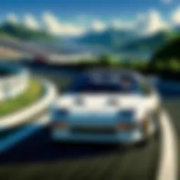 Iconic car racing scene from Initial D