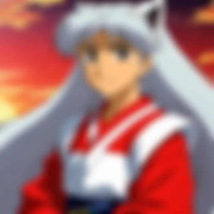 An anime fan's desk with 'Inuyasha' merchandise and related series