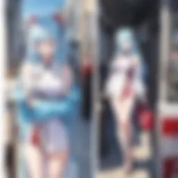 A vibrant depiction of a bustling manga store filled with fans exploring various series