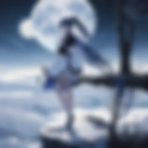 A serene nightscape featuring a glowing moon over a tranquil landscape, embodying the essence of moonlit fantasy in manga.