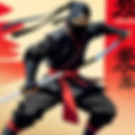 A dynamic illustration of a ninja in action, showcasing agility and stealth.