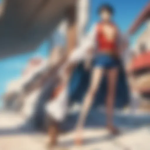 A detailed illustration of the protagonist Luffy in a vibrant setting.