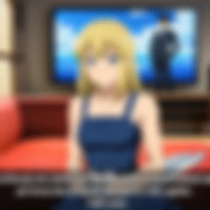 A close-up of a computer screen with subtitles of a popular anime scene