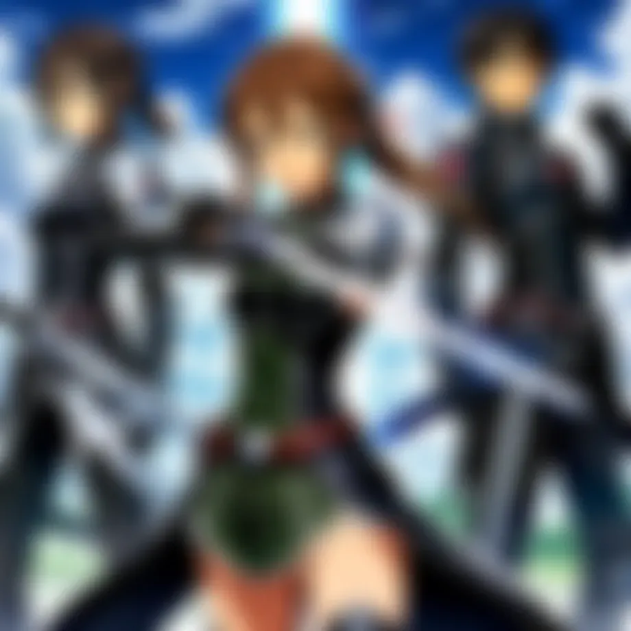 A captivating Sword Art Online poster showcasing iconic characters in a dynamic pose.