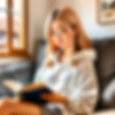 Cozy Manga Reading Experience A reader enjoying manga on a tablet in a cozy environment