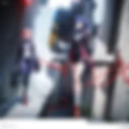 A striking scene from the new Evangelion movie showcasing the iconic mechas in action.