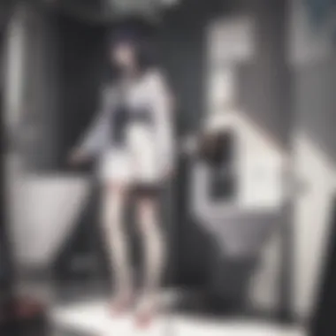 Exploring Surreal Character Representations A surreal scene depicting a character immersed in a toilet-bound world.