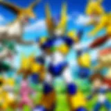 A collage of popular Digimon characters