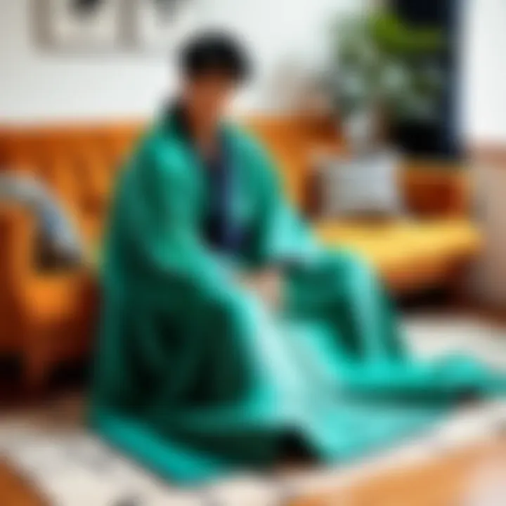 Yu Yu Hakusho blanket displayed in a cozy living room setting